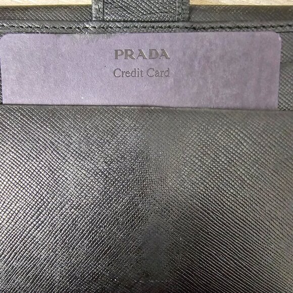 Prada Milano Saffiano Leather Compact Bifold Black Wallet - Picture 13 of 14